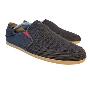 Olukai Waialua Mesh Shoes Women's Size 11 Grey Pink Slip On Comfort Moc Loafers